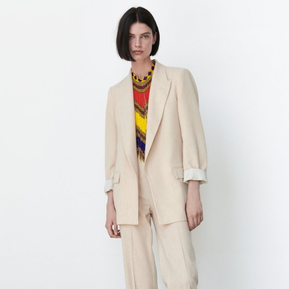 Zara Linen Blend Blazer in good condition